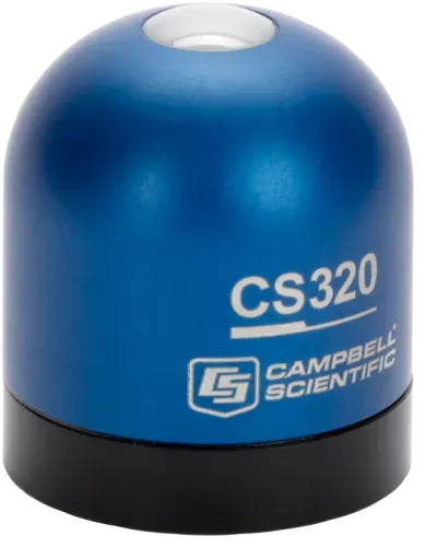 The CS320 combines a blackbody thermopile detector with an acrylic diffuser. This design is a significant improvement when compared with the spectral response of silicon photocell pyranometers, while offering a comparable price. Thermopile pyranometers use a series of thermoelectric junctions (multiple junctions of two dissimilar metals following the thermocouple principle) to provide a signal of several µV/W/m2 proportional to the temperature difference between a black absorbing surface and a reference. The thermopile pyranometer’s black surface uniformly absorbs solar radiation across the solar spectrum.

The 0.2 W heater keeps water (liquid and frozen) off the sensor to minimize errors caused by dew, frost, rain, and snow blocking the radiation path. Dew and rain runoff is faciliated by the dome-shaped sensor head (diffuser and body). This keeps the sensor clean and minimizes errors caused by dust blocking the radiation path. The sensor is housed in a rugged anodize aluminum body, and the electronics are fully potted.

The CS320 pyranometer has sensor-specific calibration coefficients determined during the custom calibration process. Coefficients are programmed into the microcontrollers at the factory. The CS320 has an SDI-12 output (SDI-12 version 1.4), where short-wave radiation (W/m2) is returned in digital format. Measurement of the CS320 pyranometer requires a measurement device with SDI-12 functionality that includes the M or C command.