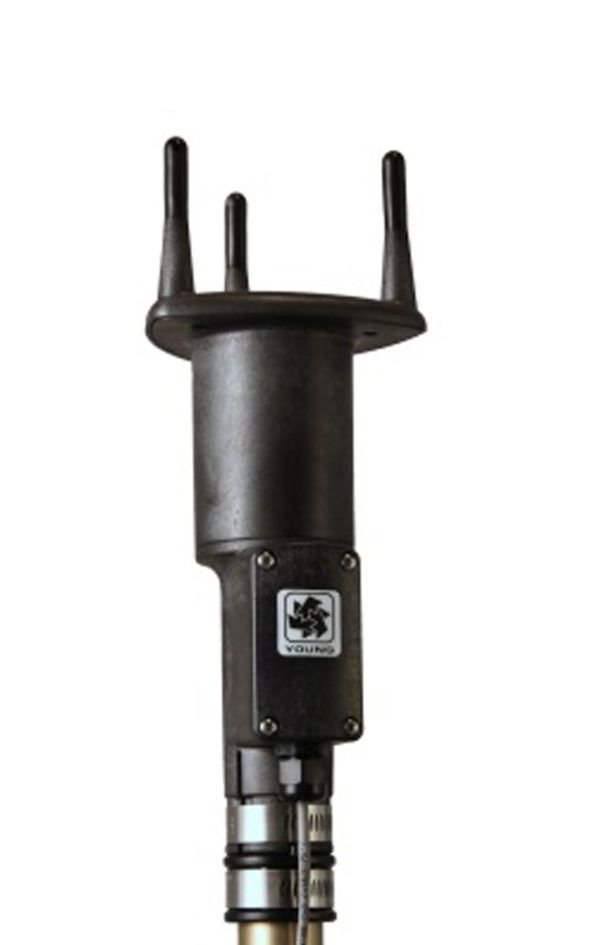 The YOUNG **Model 86004 Ultrasonic Anemometer** measures horizontal wind speed and direction.  This lightweight and compact sensor features durable, corrosion-resistant construction with sensitive ultrasonic transducers secured in a streamlined molded frame.  Heating elements are thermostatically controlled to activate under low temperature conditions.  Each sensor is fully wind tunnel tested and calibrated to provide accurate wind measurement over a wide operating range.  The standard sensor features RS-232 and RS-485 serial outputs in a variety of formats.  Analog voltage outputs are provided for wind speed and wind direction. 4-20 mA current signals are available for each channel and are well suited for long cable runs or for industrial settings where noise immunity is important.*  The sensor mounts on a standard 1-inch IPS pipe.  A mounting orientation ring is included that engages with the base of the sensor to retain orientation when the sensor is removed for maintenance.  Terminations are made in a junction box at the base of the sensor by small clamp-style connectors (no special connectors are required).

The YOUNG **Model 86004-SDI Ultrasonic Anemometer** is a specialized version of Model 86004.  This model operates similarly to Model 86004 but utilizes SDI-12 (v1.3) serial communication protocol to minimize power consumption.

An optional Bird Wire Assembly, **Model 86052**, may be use to discourage birds from perching on the sensor.  To achieve optimal performance this assembly must be installed prior to calibration (when used).